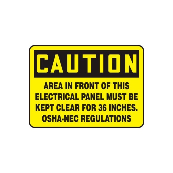 Accuform Accuform Caution Sign, Area In Front Of This Electrical, 10inW x 7inH, Adhesive Vinyl MELC639VS - main